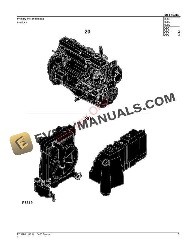 John Deere 6403 Tractor Parts Catalog PC9201 15OCT23-3