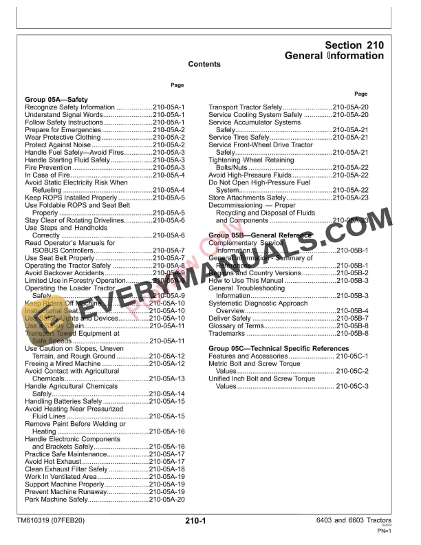 John Deere 6403 and 6603 Tractors Diagnostic Technical Manual TM610319 17FEB20 7 John Deere 6403 and 6603 Tractors Diagnostic Technical Manual TM610319 17FEB20 5