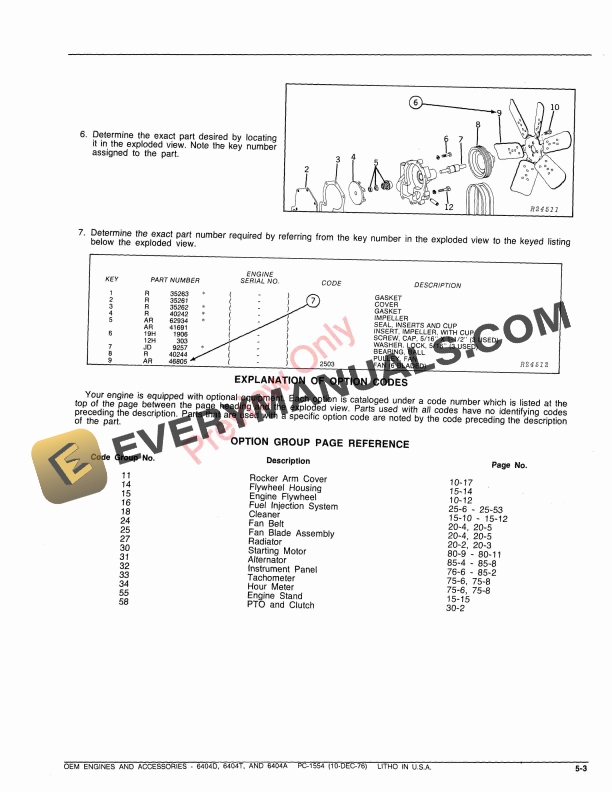 John Deere 6404D, 6404T, 6404A OEM Engines and Accessories Parts Catalog PC1554 10DEC76 6 John Deere 6404D, 6404T, 6404A OEM Engines and Accessories Parts Catalog PC1554 10DEC76-5