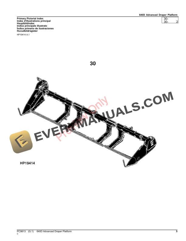 John Deere 640D Advanced Draper Platform Parts Catalog PC9813 31OCT23-5