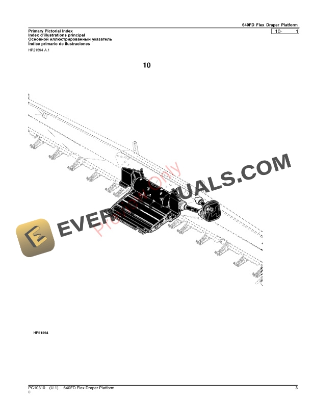 John Deere 640FD Flex Draper Platform Parts Catalog PC10310 16NOV23 3