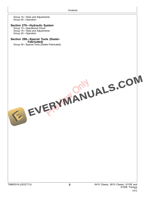 John Deere 6415 Classic 6615 Classic 6100E 6110E and 6125E Tractors 000000 Diagnostic Technical Manual TM800319 03JAN17 4