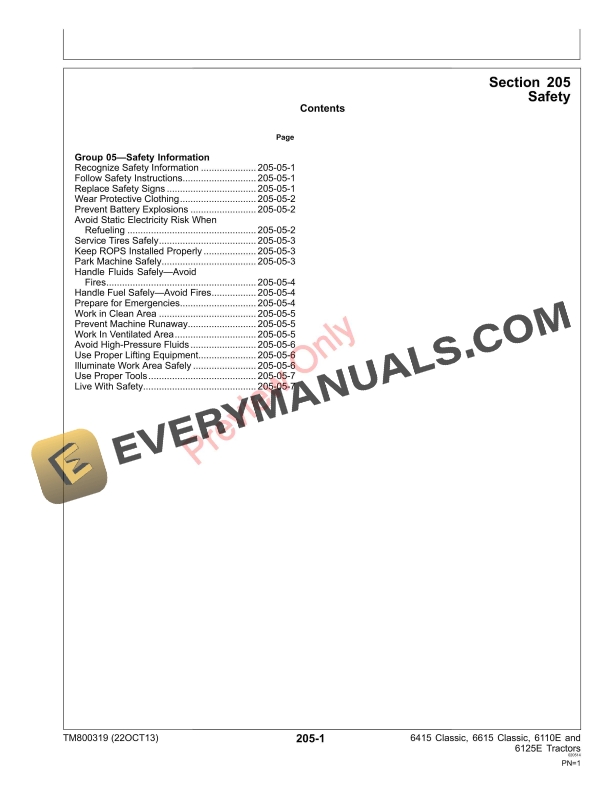 John Deere 6415 Classic 6615 Classic 6100E 6110E and 6125E Tractors 000000 Diagnostic Technical Manual TM800319 03JAN17 5