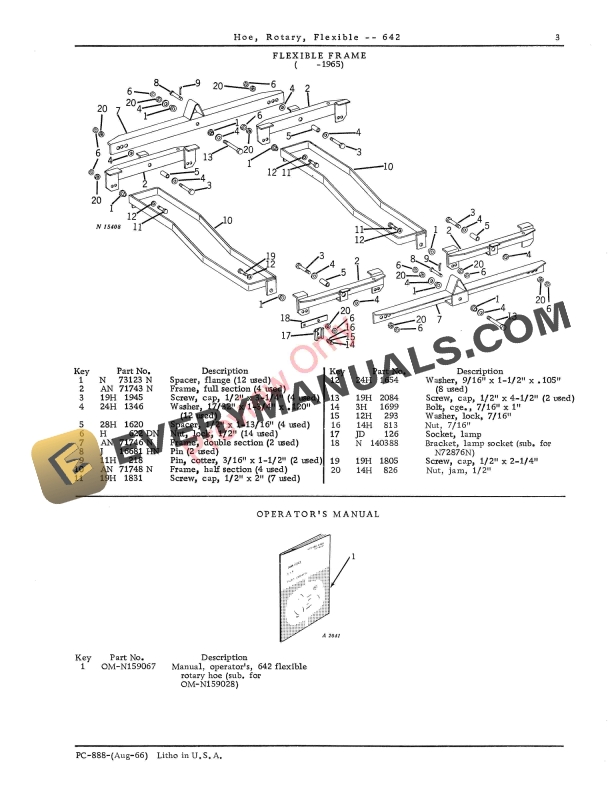 John Deere 642 Flexible Rotary Hoe Parts Catalog PC888 01JUL68 6 John Deere 642 Flexible Rotary Hoe Parts Catalog PC888 01JUL68-5