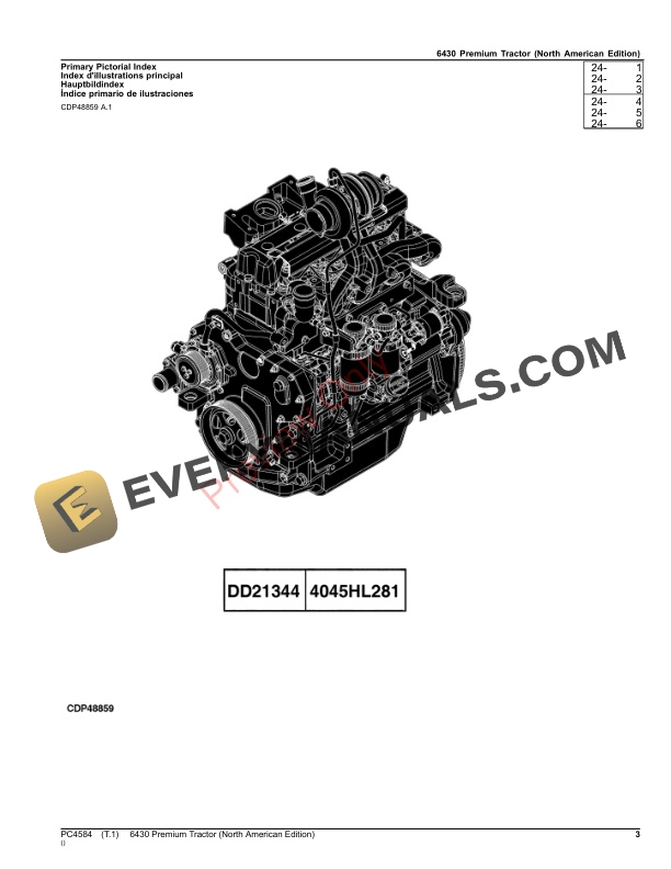 John Deere 6430 Premium Tractor Parts Catalog PC4584 10SEP23-3