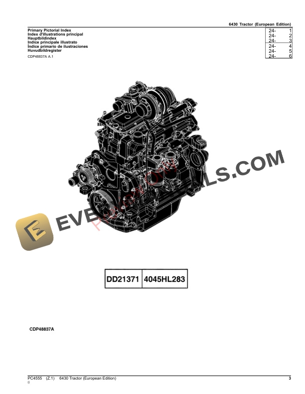 John Deere 6430 Tractor Parts Catalog PC4555 03SEP23-3