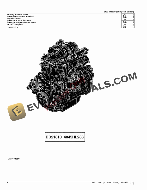 John Deere 6430 Tractor Parts Catalog PC4555 03SEP23-4