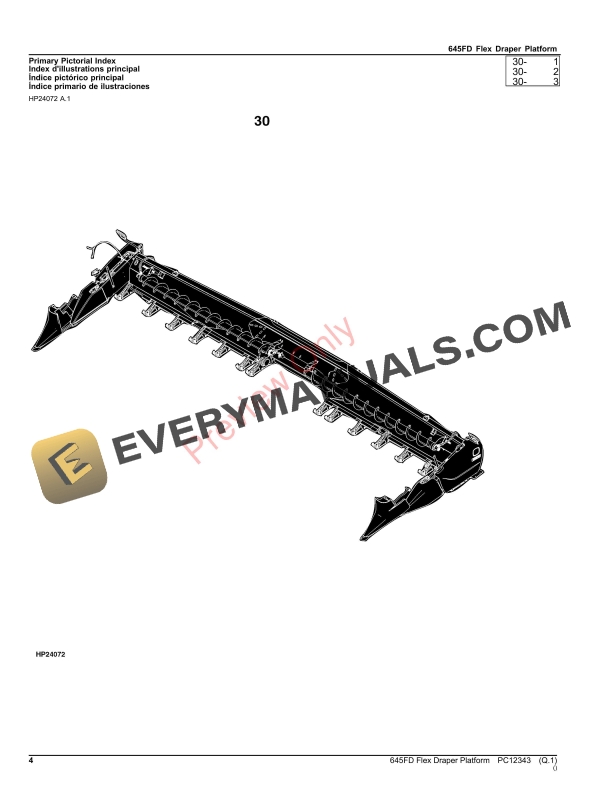 John Deere 645FD Flex Draper Platform Parts Catalog PC12343 09NOV23-4