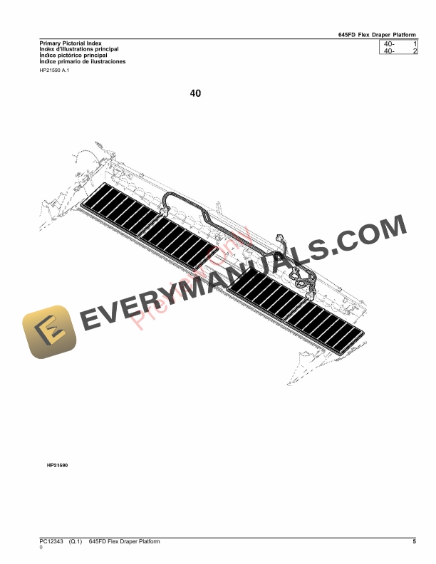 John Deere 645FD Flex Draper Platform Parts Catalog PC12343 09NOV23-5