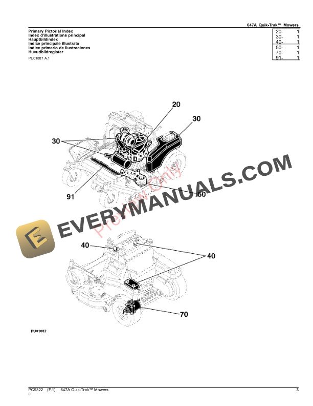 John Deere 647A QUIK-TRAK MOWER Parts Catalog PC9322 10SEP26-3