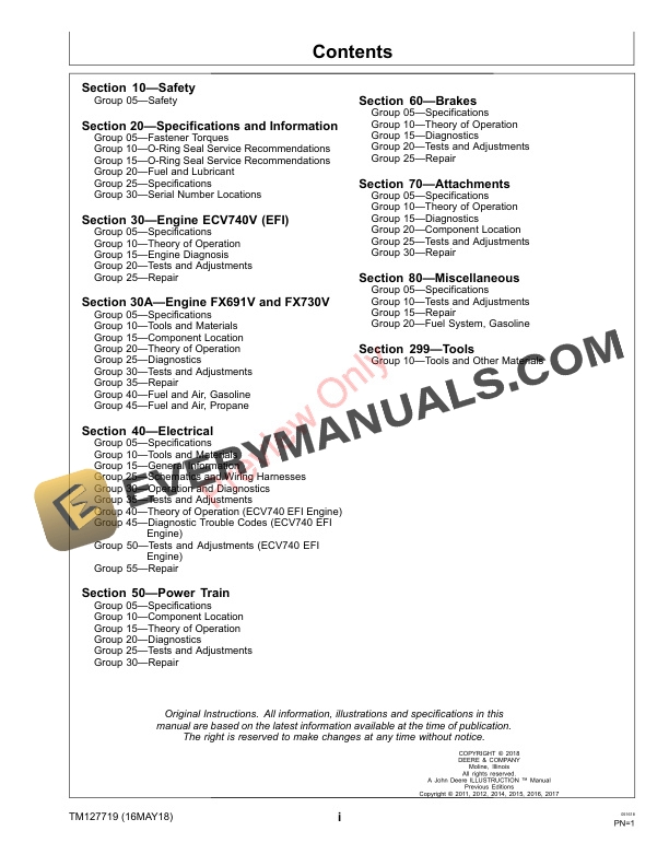 John Deere 648R 652B 652E 652R MOD 652R EFI 652R EFI MOD 661R and 661R EFI QuikTrak Mowers Technical Manual TM127719 16MAY18 3