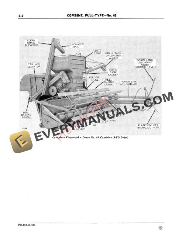 John Deere 65 Pull-Type Combine (- 011000) Parts Catalog PC162 01JUN58 4 John Deere 65 Pull-Type Combine (- 011000) Parts Catalog PC162 01JUN58-2
