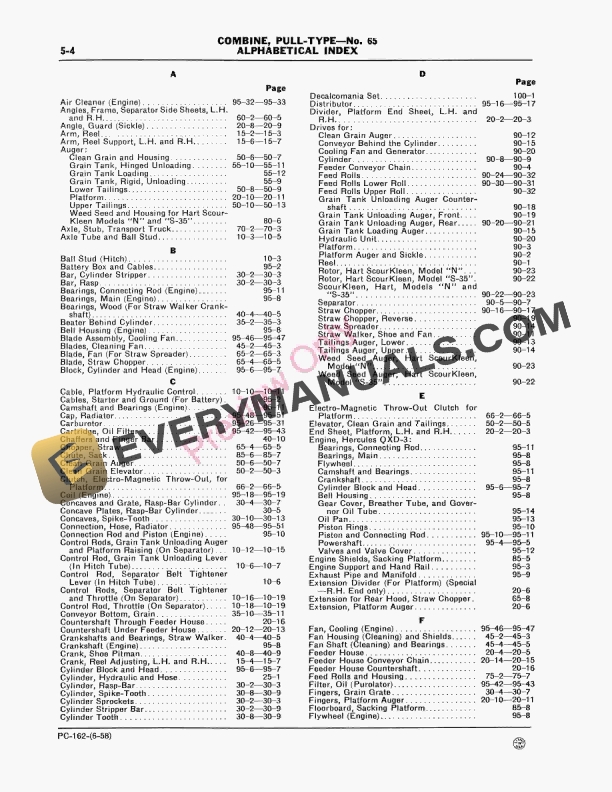 John Deere 65 Pull-Type Combine (- 011000) Parts Catalog PC162 01JUN58 6 John Deere 65 Pull-Type Combine (- 011000) Parts Catalog PC162 01JUN58-4