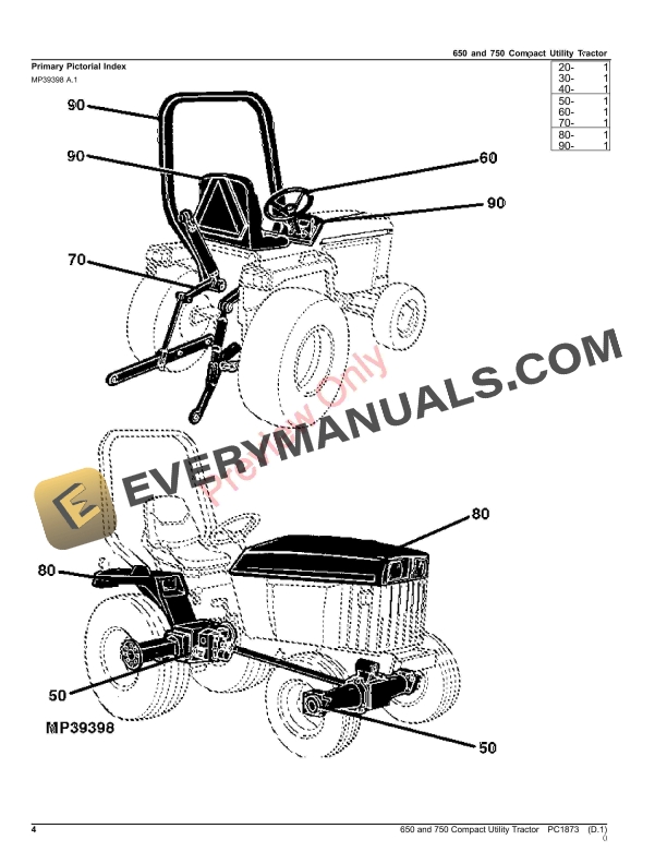John Deere 650 AND 750 TRACTORS Parts Catalog PC1873 03OCT22-4