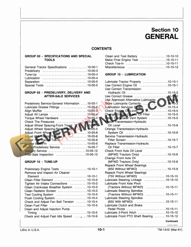 John Deere 650 and 750 Utility Tractor Technical Manual TM1242 01SEP84 5
