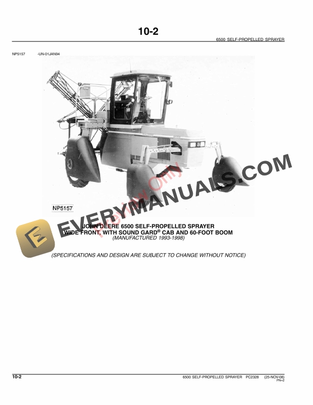 John Deere 6500 Self-Propelled Sprayer Parts Catalog PC2328 14JUN11-4