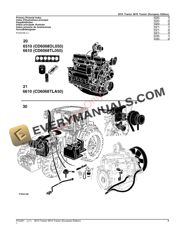 John Deere 6510, 6610 TRACTORS Parts Catalog PC4281 01AUG23-3