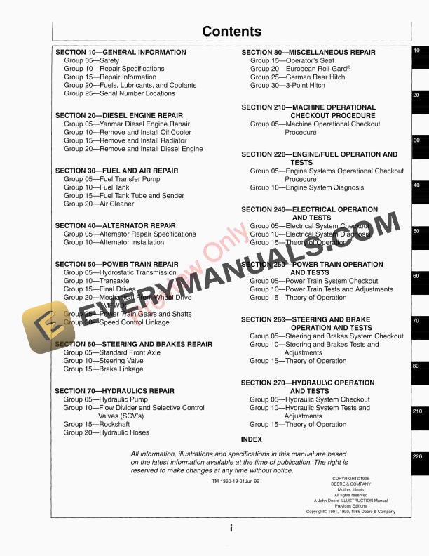 John Deere 655, 755, 756, 855, 856, 955 Compact Utility Tractors (also order CTM3 for the 220 Series Diesel Engines) Technical Manual TM1360 01JUN96 6 John Deere 655 755 756 855 856 955 Compact Utility Tractors also order CTM3 for the 220 Series Diesel Engines Technical Manual TM1360 01JUN96 5