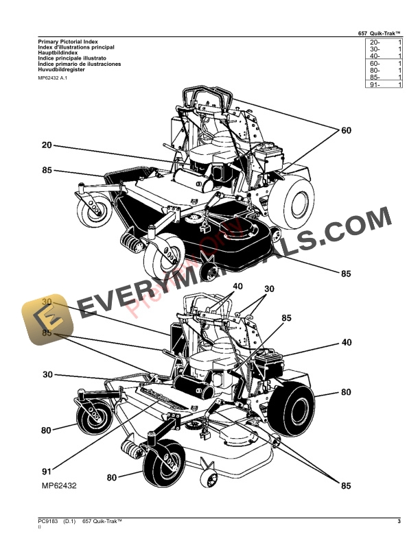 John Deere 657 Quik-Trak Mower Parts Catalog PC9183 06JUN23-3