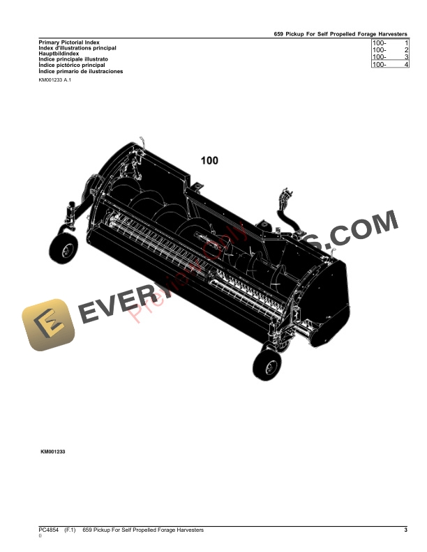 John Deere 659 Pickup For Self Propelled Forage Harvesters Parts Catalog PC4854 14NOV23-3