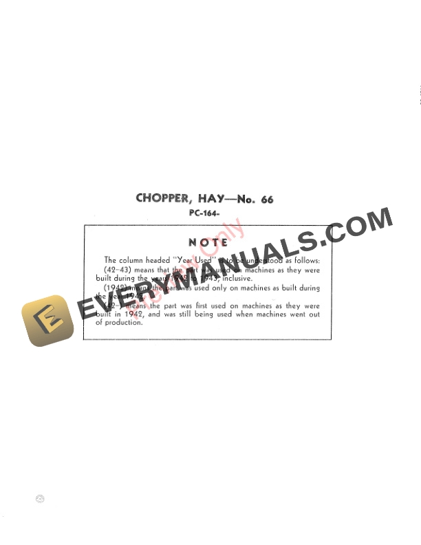 John Deere 66 Hay Chopper Parts Catalog PC164 01APR51-3