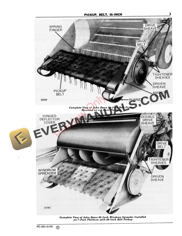 John Deere 66-Inch Spreader, 12-A Combine, 25 Parts Catalog PC363 01MAY55-3