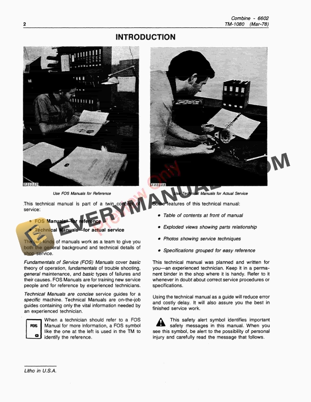 John Deere 6602 Combine (Also for 6601 Combine) Technical Manual TM1080 01FEB79 5 John Deere 6602 Combine Also for 6601 Combine Technical Manual TM1080 01FEB79 4