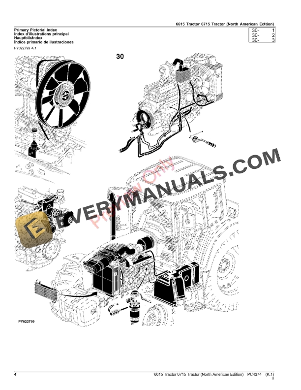 John Deere 6615, 6715 Tractors Parts Catalog PC4374 17SEP23-4