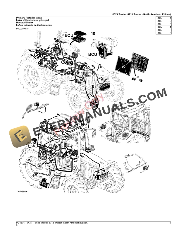 John Deere 6615, 6715 Tractors Parts Catalog PC4374 17SEP23-5