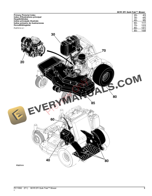 John Deere 661R EFI Quik Trak Mower Parts Catalog PC11892 12NOV23 3