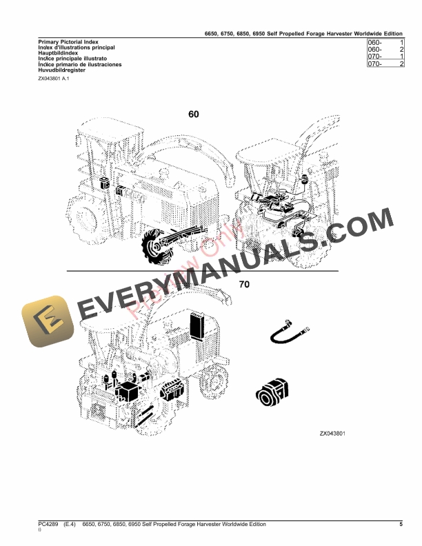 John Deere 6650,6750,6850,6950 SELF PROPELLED FORAGE HARVESTERS Parts Catalog PC4289 08MAY23-5