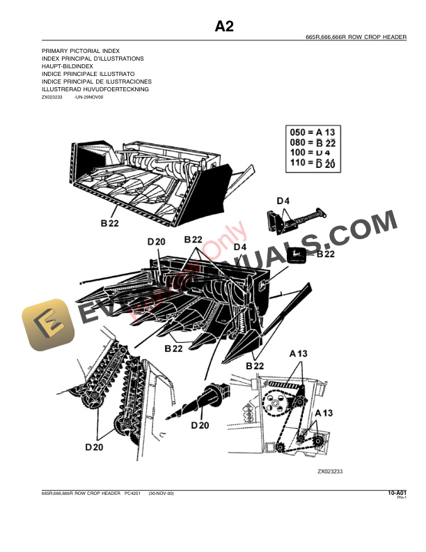 John Deere 665R, 666, 666R Row Crop Header Parts Catalog PC4251 30NOV00 PDF 10 John Deere 665R, 666, 666R Row Crop Header Parts Catalog PC4251 30NOV00-3