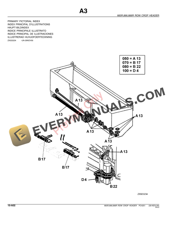John Deere 665R, 666, 666R Row Crop Header Parts Catalog PC4251 30NOV00 PDF 11 John Deere 665R, 666, 666R Row Crop Header Parts Catalog PC4251 30NOV00-4