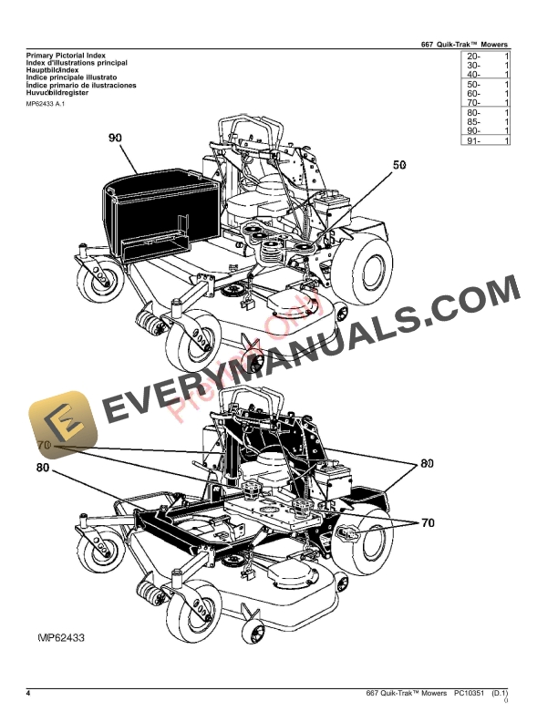John Deere 667 Quik Trak Mowers Parts Catalog PC10351 21NOV23 4