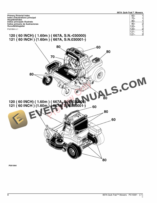 John Deere 667A QUIK TRAK MOWER Parts Catalog PC10361 21NOV23 4
