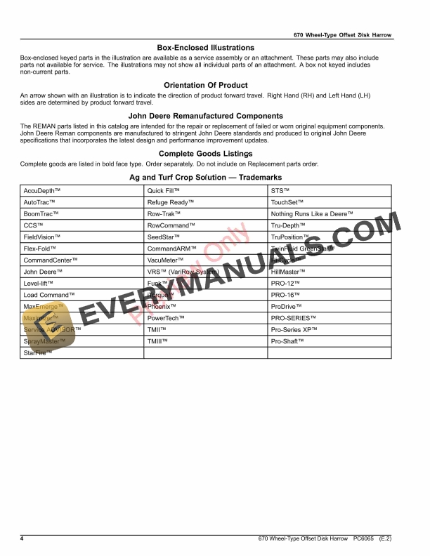 John Deere 670 Disk Harrow Wheel Type Offset Parts Catalog PC6065 04JUN21-4