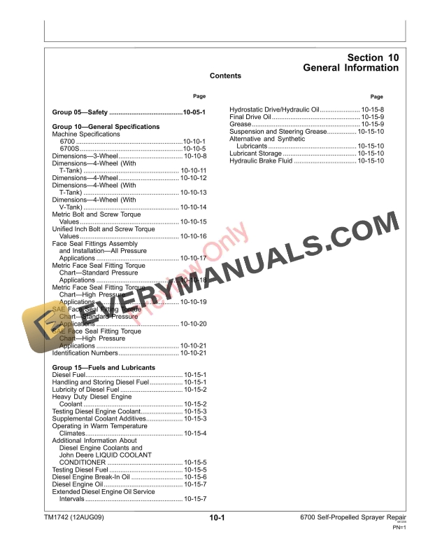 John Deere 6700 Self Propelled Sprayer Technical Manual TM1742 12AUG09 5