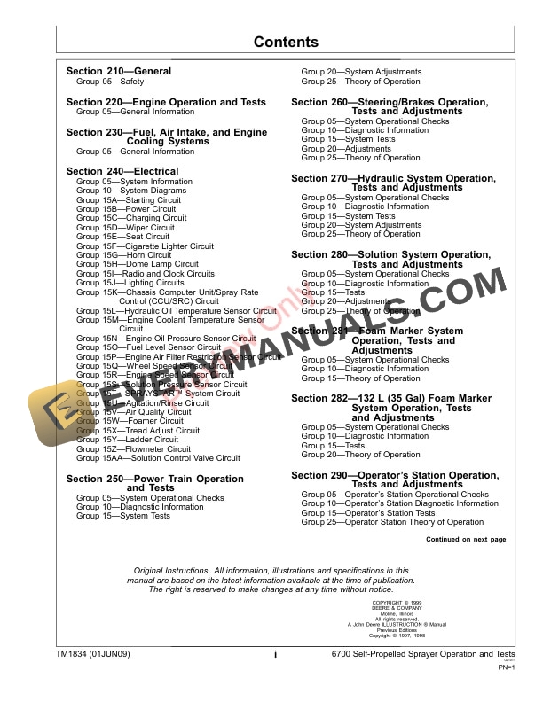 John Deere 6700 Self Propelled Sprayer Technical Manual TM1834 01JUN09 3