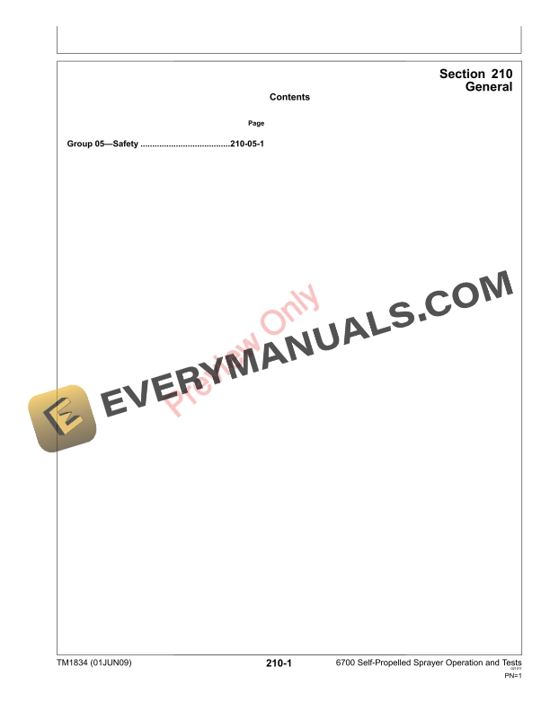 John Deere 6700 Self Propelled Sprayer Technical Manual TM1834 01JUN09 5
