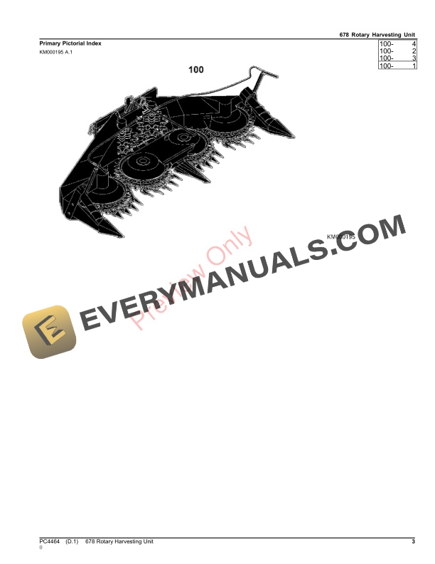 John Deere 678 Rotary Harvesting Unit Parts Catalog PC4464 01AUG23-3