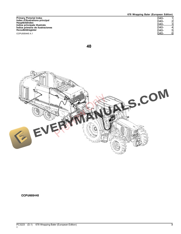 John Deere 678 WRAPPING BALER Parts Catalog PC3223 17OCT22-3