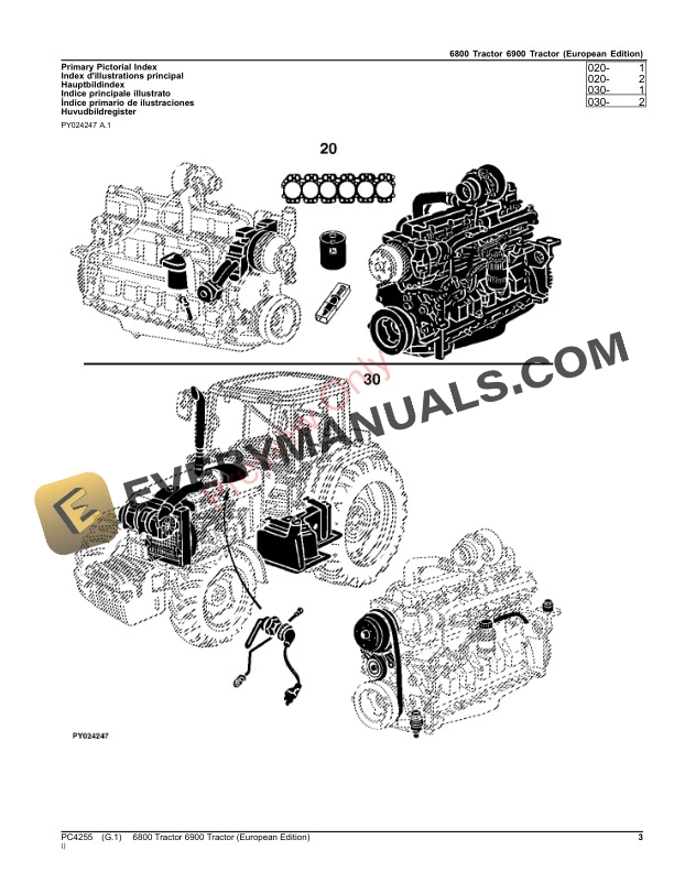 John Deere 6800, 6900 Tractors Parts Catalog PC4255 24OCT23-3