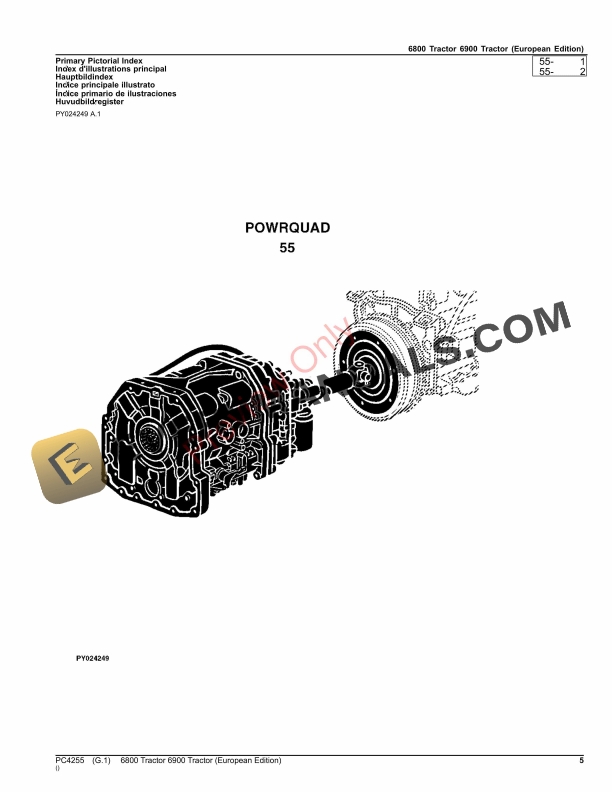 John Deere 6800, 6900 Tractors Parts Catalog PC4255 24OCT23-5