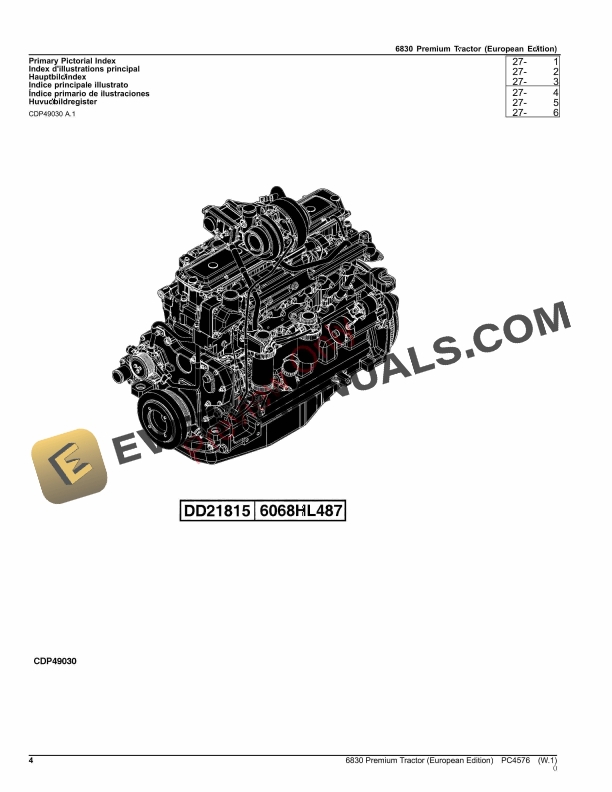 John Deere 6830 Premium Tractor Parts Catalog PC4576 21NOV23-4