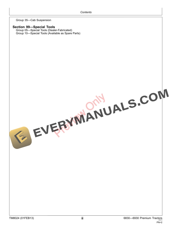 John Deere 6830 and 6930 Premium Tractors Repair Technical Manual TM8024 01FEB13 4