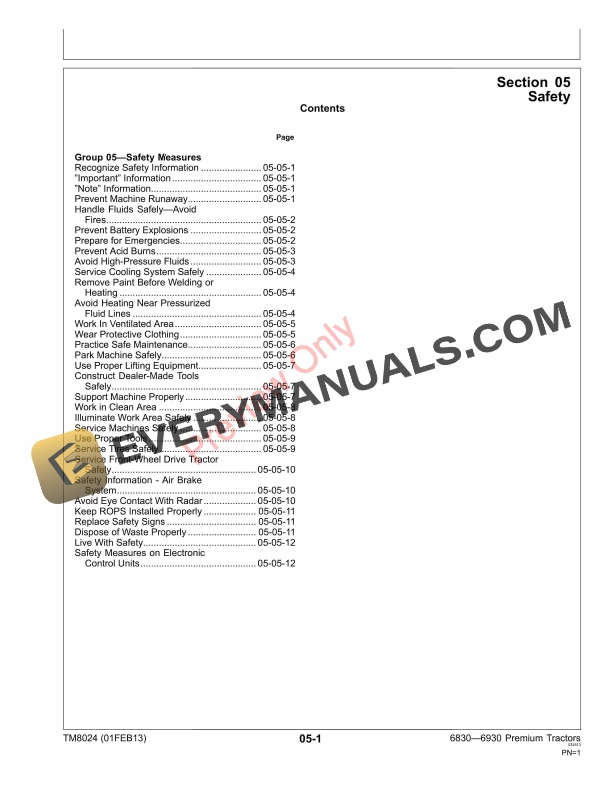 John Deere 6830 and 6930 Premium Tractors Repair Technical Manual TM8024 01FEB13 5