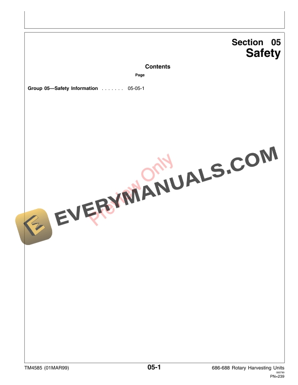 John Deere 686 688 Rotary Harvesting Unit Technical Manual TM4585 01MAR99 5
