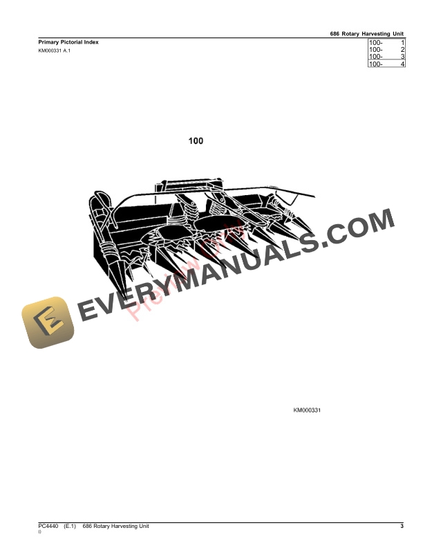 John Deere 686 Rotary Harvesting Unit Parts Catalog PC4440 11OCT21-3