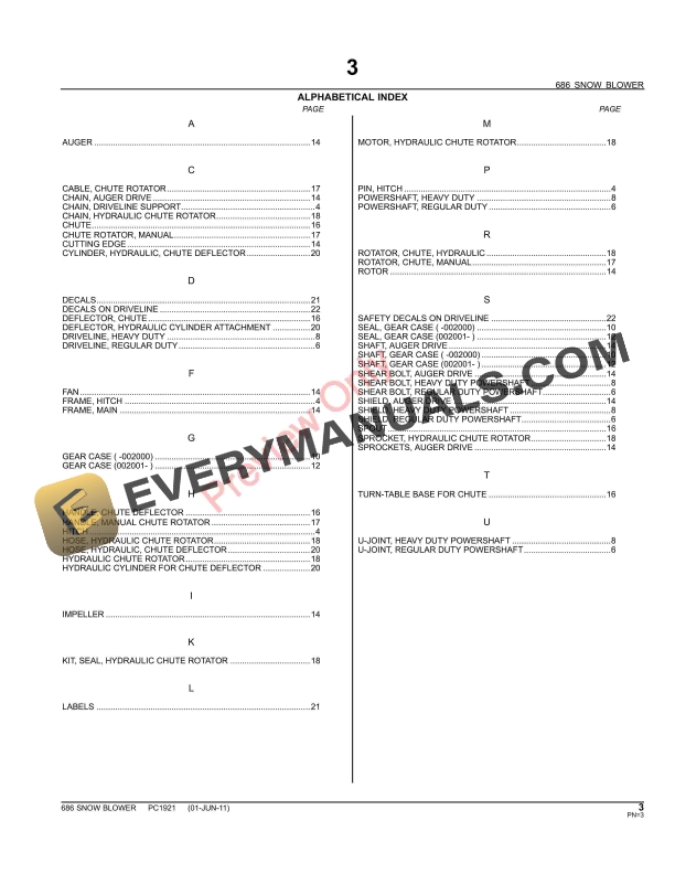 John Deere 686 Snow Blower Parts Catalog PC1921 01JUN11-5