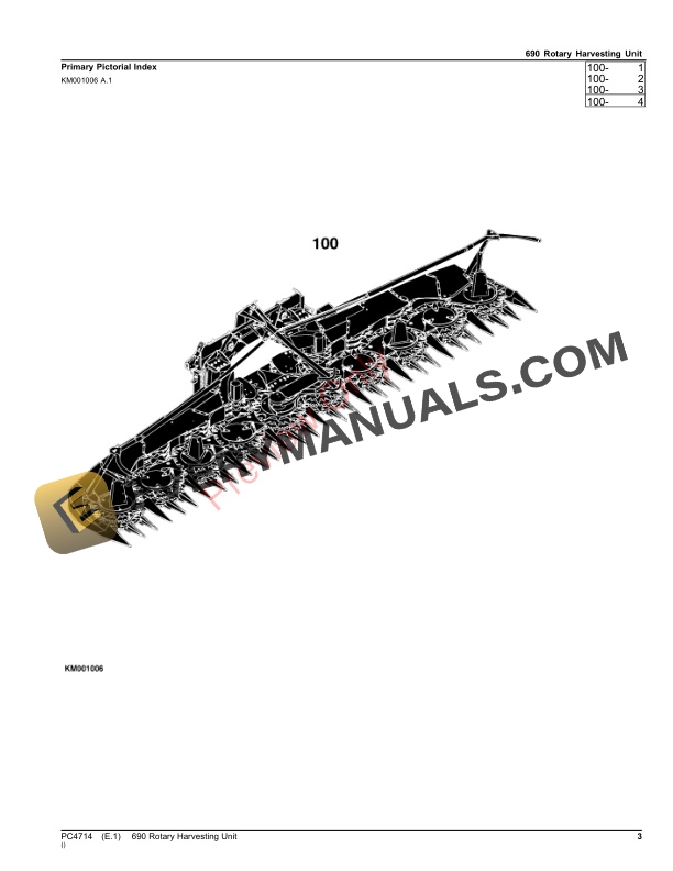 John Deere 690 Rotary Harvesting Unit Parts Catalog PC4714 16NOV23-3